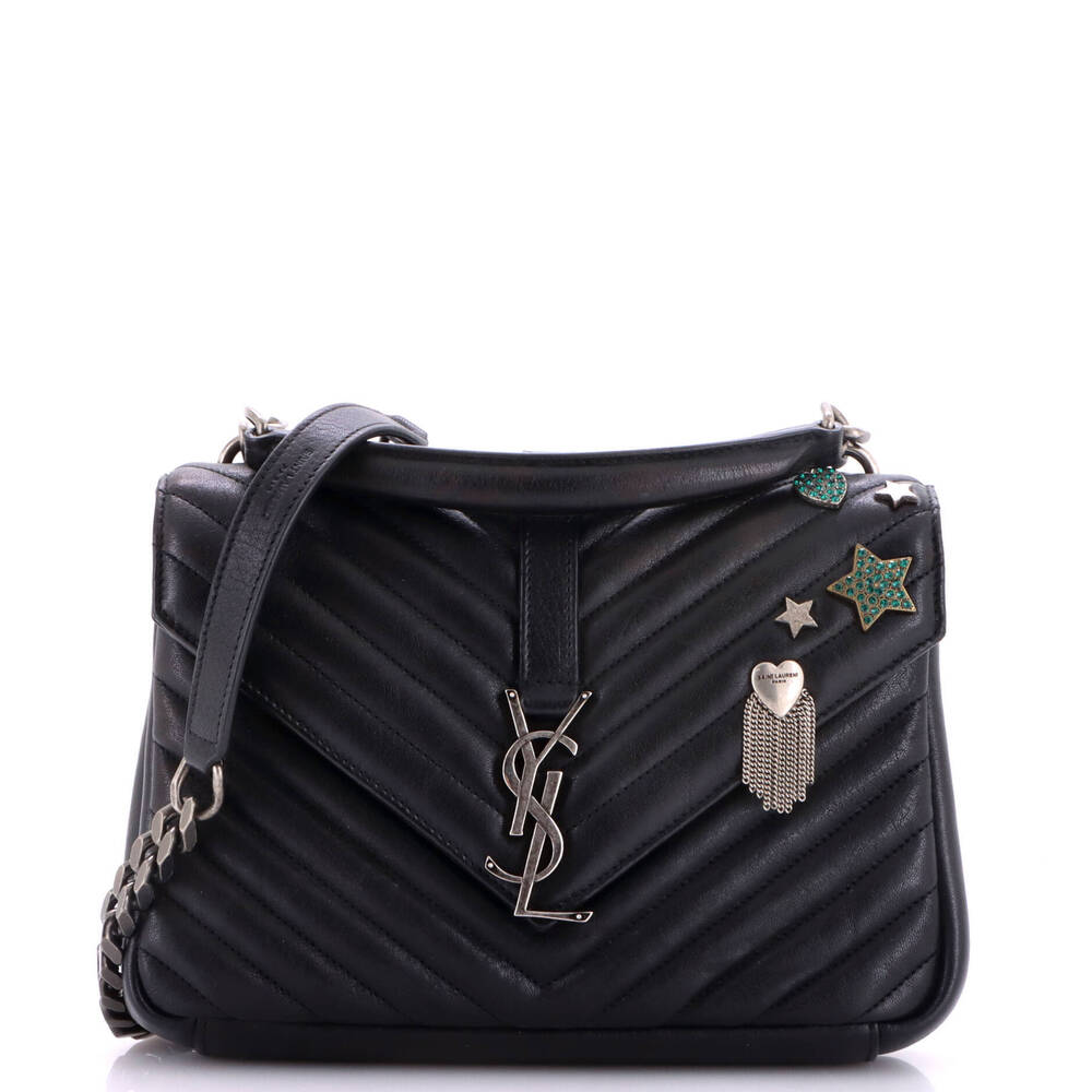 Saint Laurent Medium Classic Monogram College Bag Matelasse Chevron Leather
